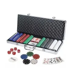 GENERICO - Set Poker Juego De Mesa 500 Fichas + Naipes, Dados + Maletín