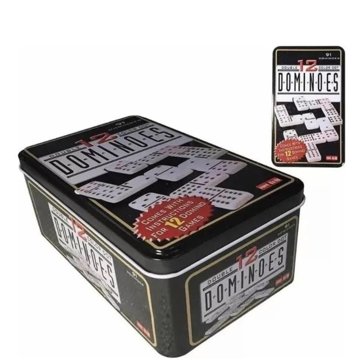 GENERICO - Set De Dominó De Colores Con Estuche Metalico 91 Piezas