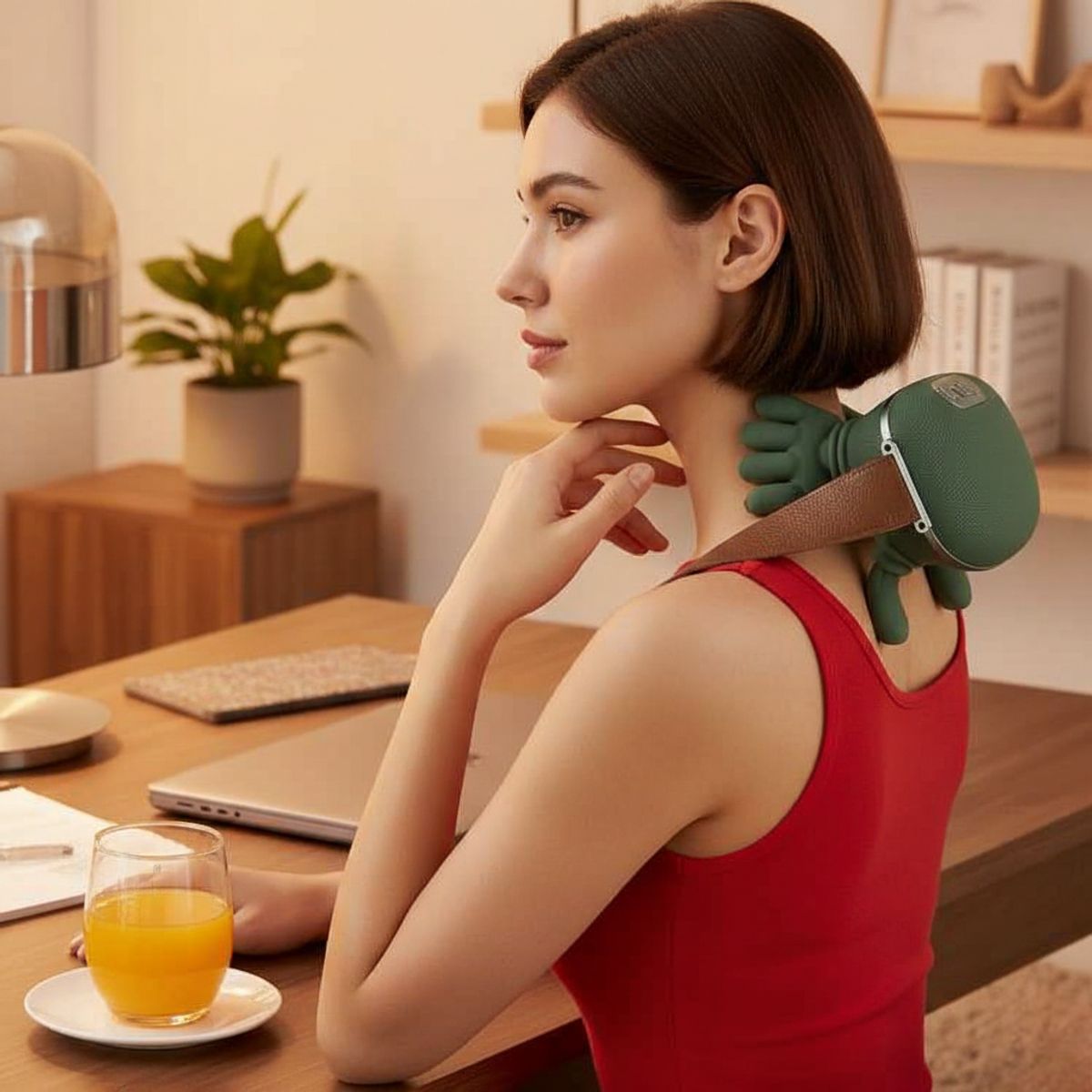 MOVI - Masajeador Cervical Inalámbrico 4D Calor Cuello Espalda Alivio Dolor