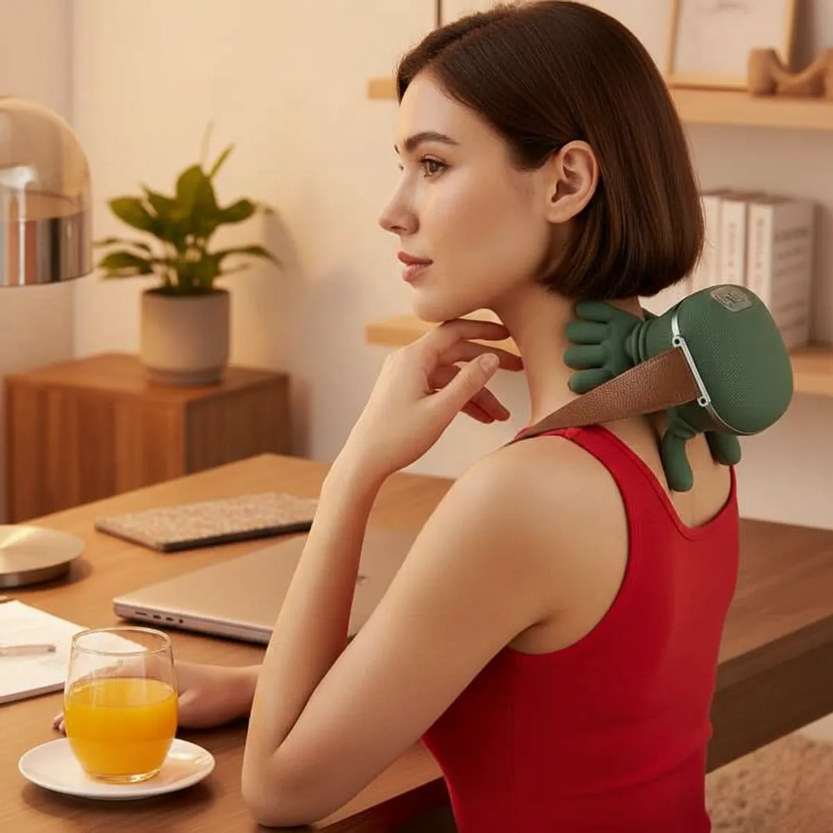 MOVI - Masajeador Cervical Inalámbrico 4D Calor Cuello Espalda Alivio Dolor