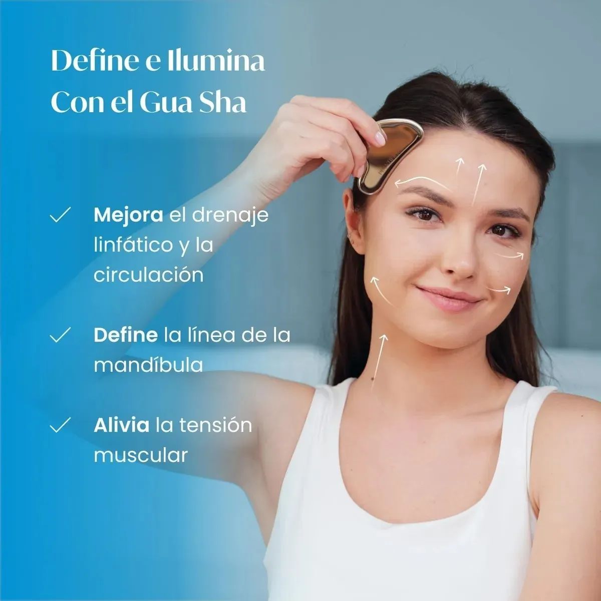 GENERICO - Guasha De Acero Inoxidable Masajeador Facial Linfatico Plateado