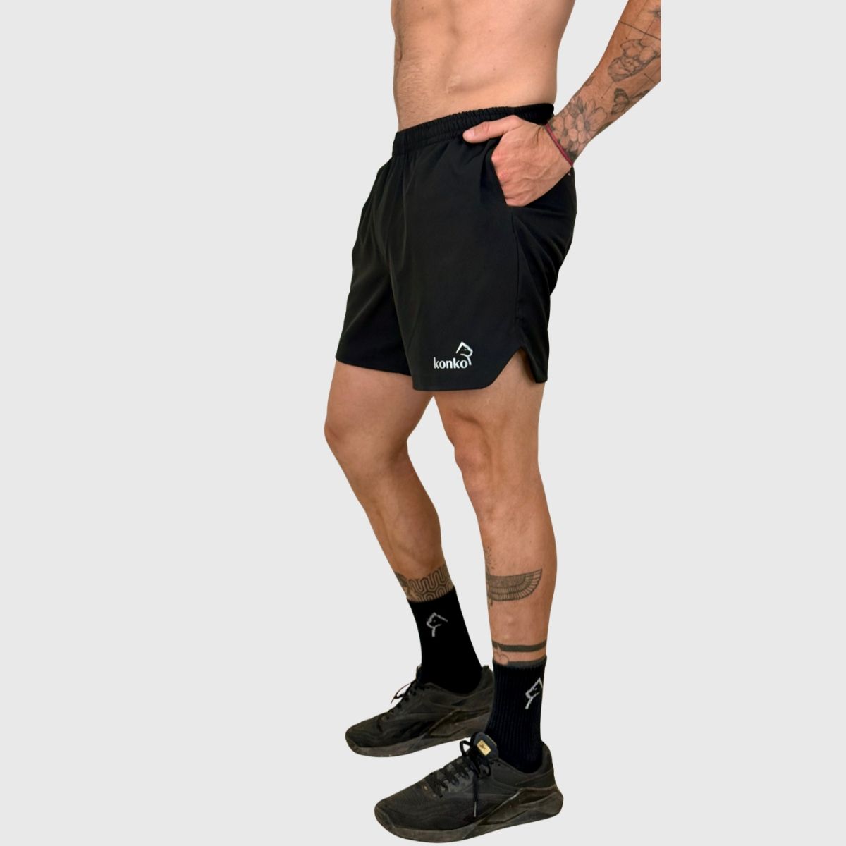 KONKO ACTIVE - Short Deportivo Negro Hombre Hyperflex Basic Black Konko