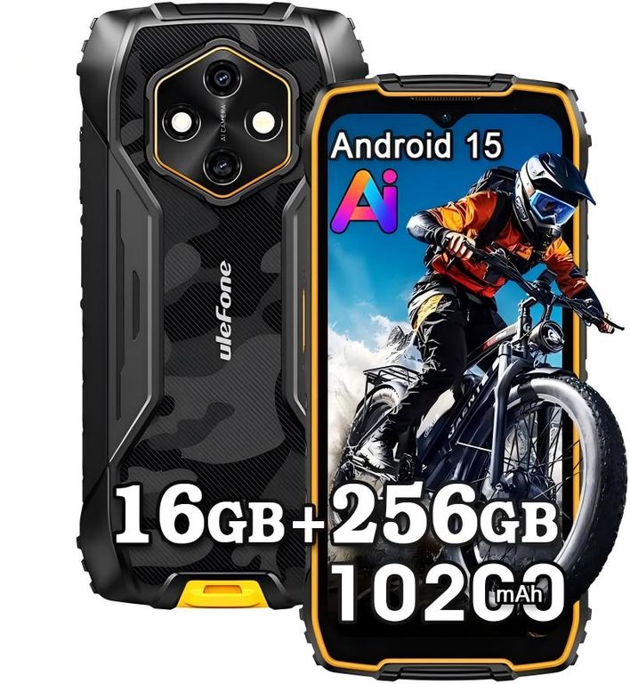 RugKing 4 Pro Celular 16GB+256GB Android 15 Smartphone