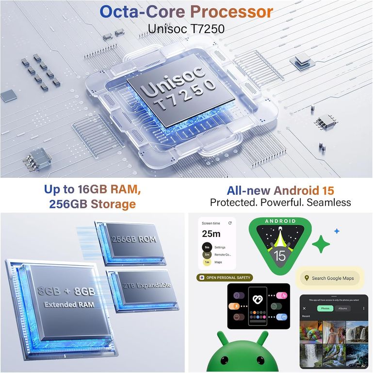 RugKing 4 Pro Celular 16GB+256GB Android 15 Smartphone