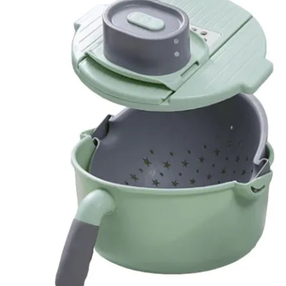 GENERICO - Picador Rallador Cortador Verduras Giratorio Multiusos 9en1 Verde Agua