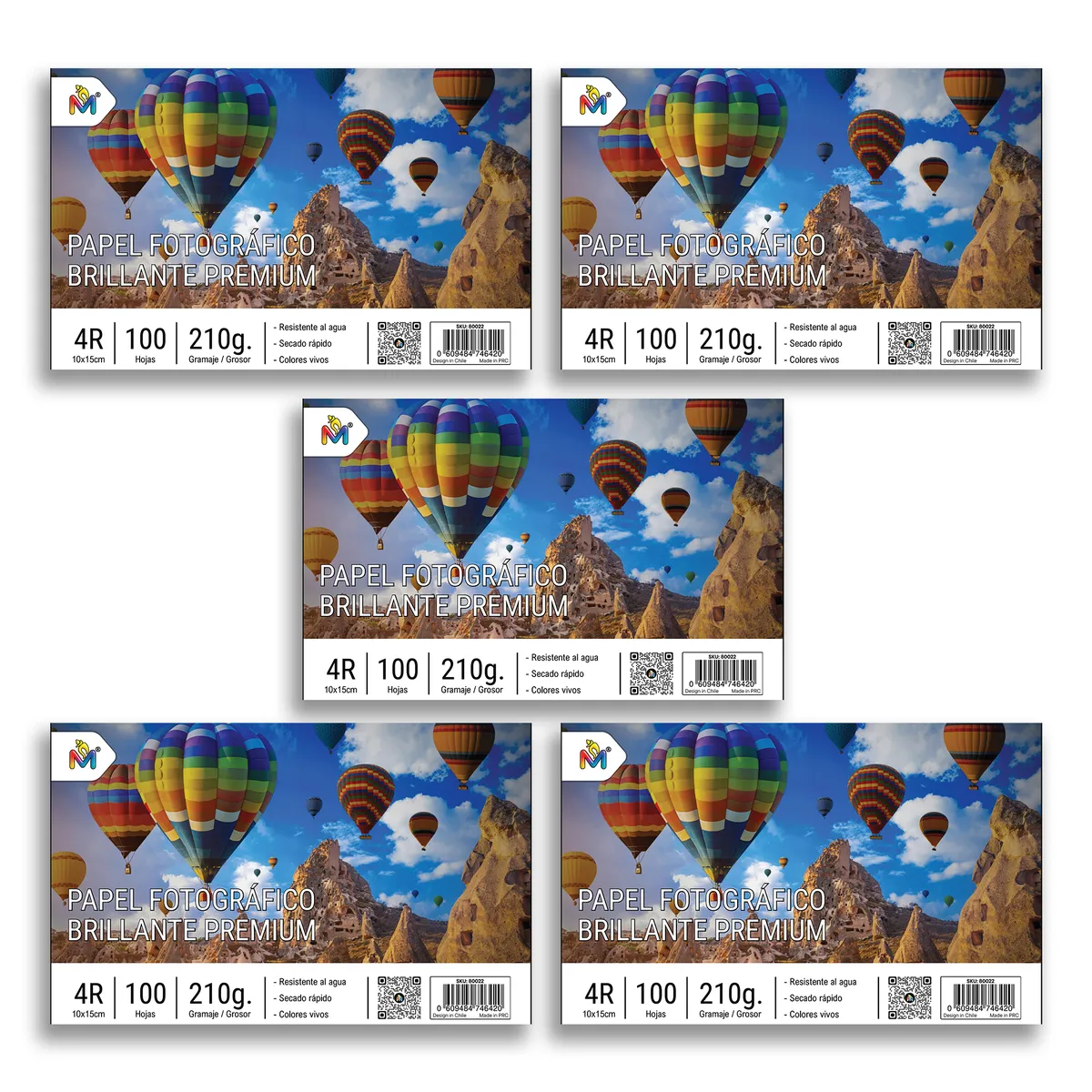 MALIK - 5x Papel Foto 10x15 210g - 500 Hojas 5760 Dpi Ultra Brillo