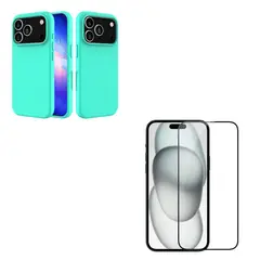 JOIGO - Carcasa Goma Lamina Vidrio Para iPhone 17 Pro Max Turquesa