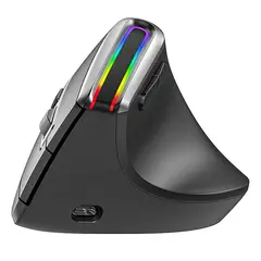 VIDITA - Mouse Vertical Inalámbrico Recargable RGB 2.4G + Dual Bluetooth USB Ergonómico 2400DPI