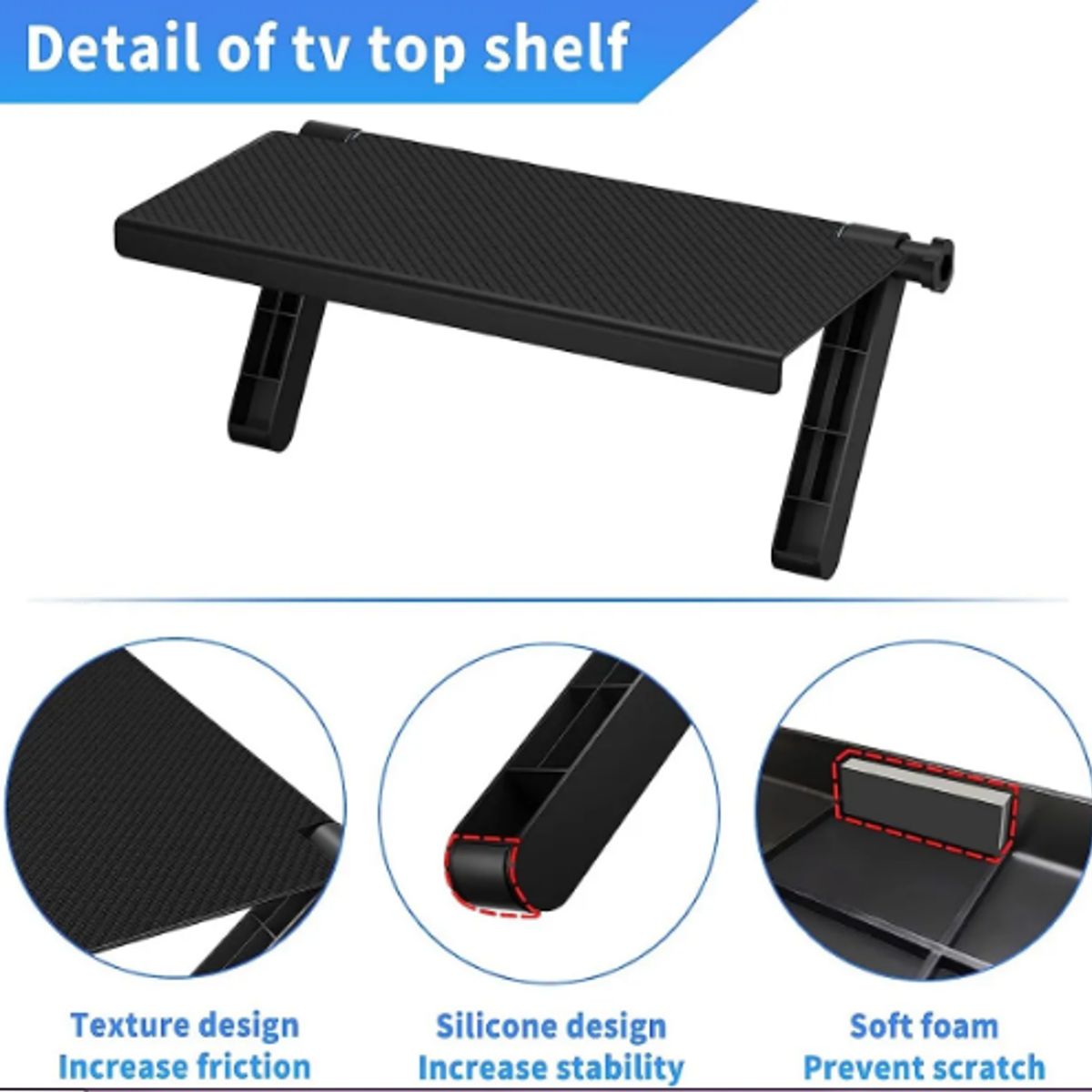 GENERICO - Estante Superior Para Pantallas Tv O Pc Ajustable Repisa Negro