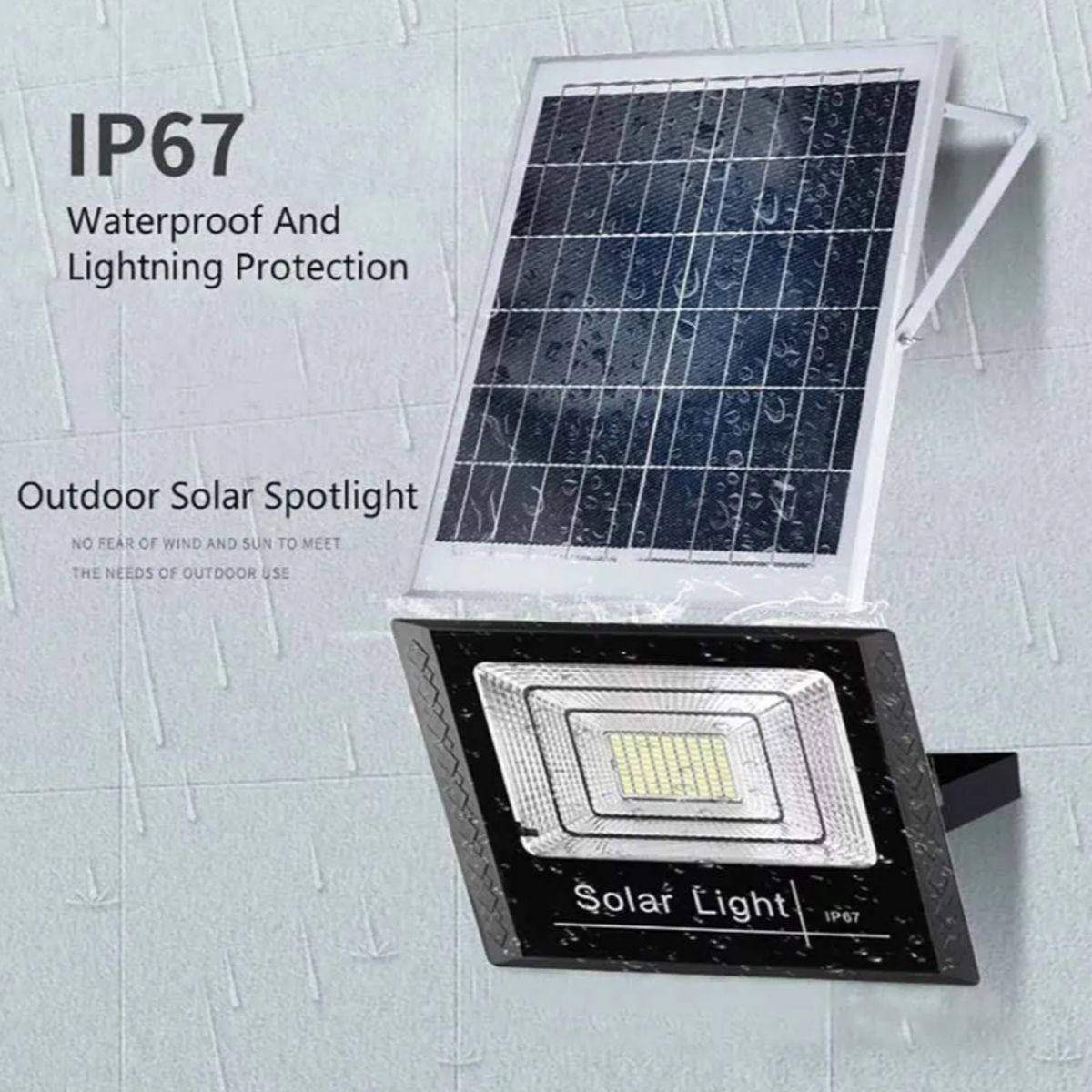 GENERICO - Lampara Foco Solar Led 40w + Panel Solar + Control Remoto Negro Blanco