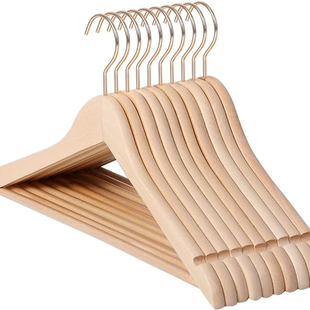 GENERICO - Set 10 Colgadores De Ropa Madera Ganchos Antideslizantes