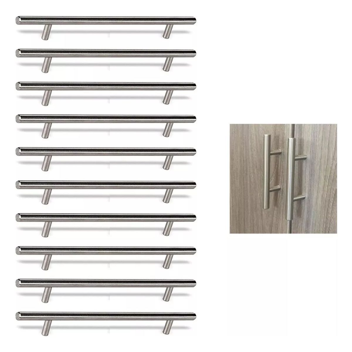 GENERICO - Tirador Inoxidable Madrid 160x250x12mm 10 Unidados Plata - 338015