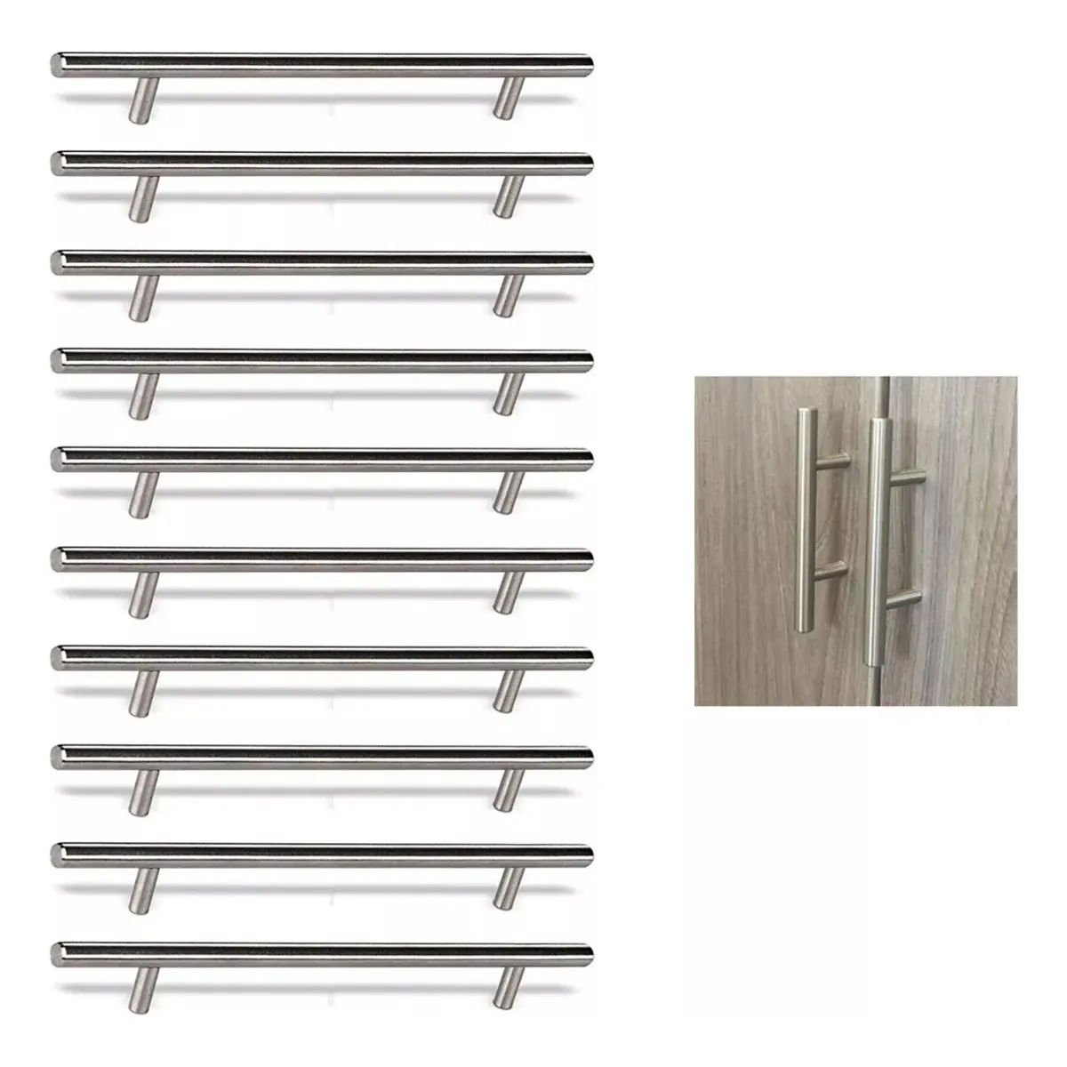GENERICO - Tirador Inoxidable Madrid 160x250x12mm 10 Unidados Plata - 338015