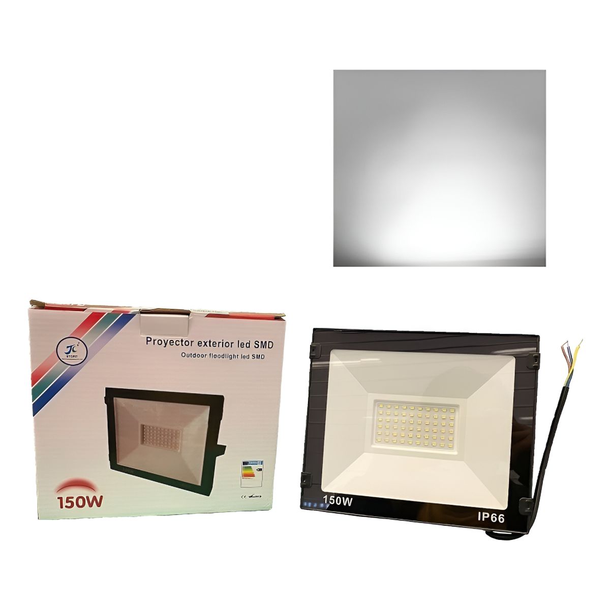 GENERICO - Foco Proyector Led Plano Reflector Multiled 150w Exterior Negro Blanco Frío-003154 B11