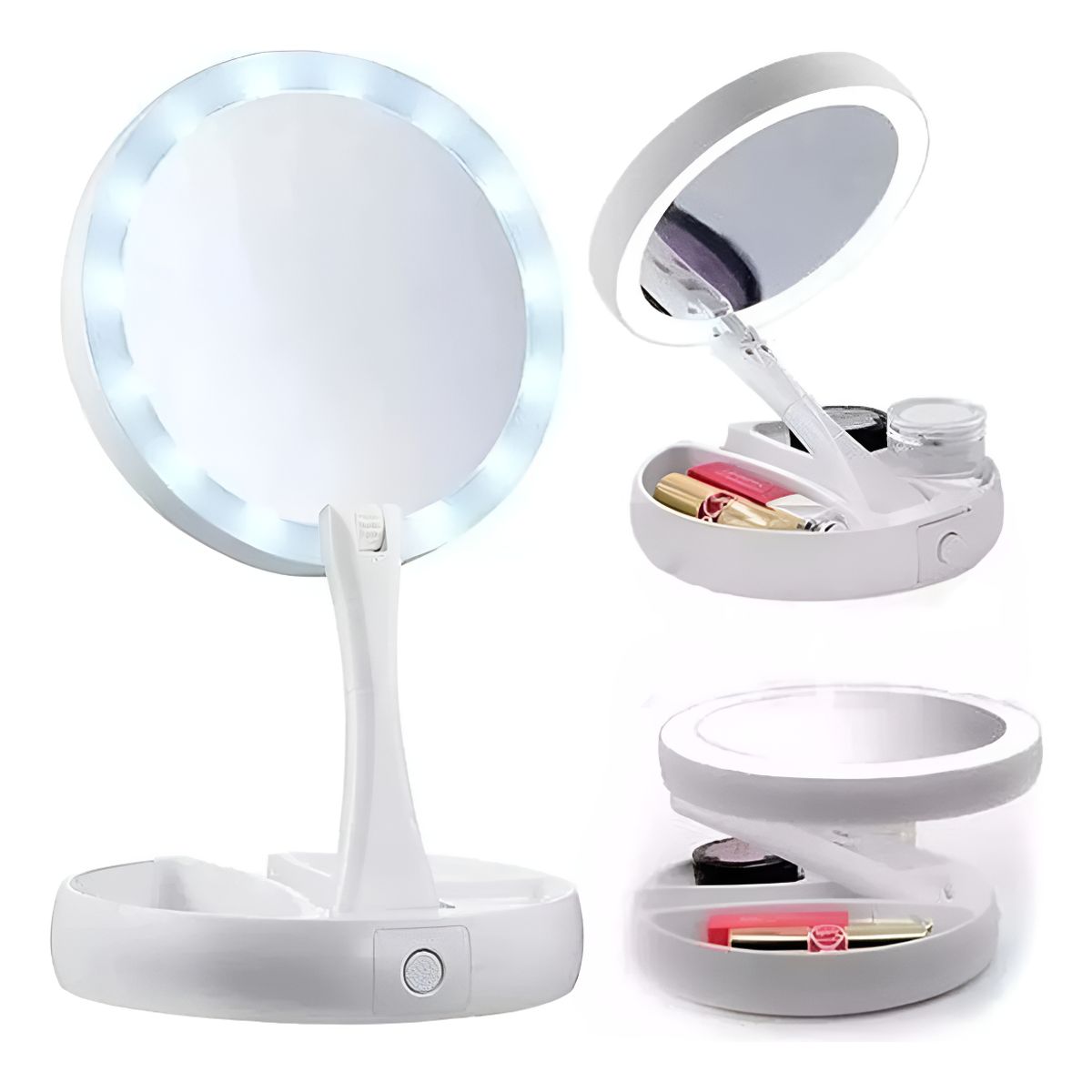 GENERICO - Espejo Con Luz Led Para Maquillaje Plegable + Aumento X10 228048-262016 C72