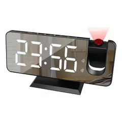 GENERICO - Reloj Led Espejo Proyector Pared Y Pantalla Grande Alarma Estructura Negro - 295042