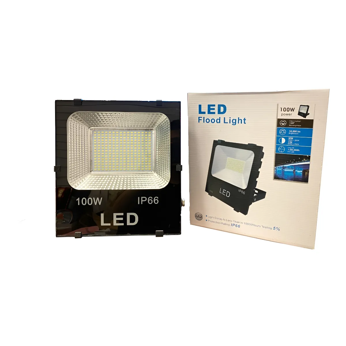GENERICO - Foco Proyector Led Plano Reflector 100w 240 Led Exterior Carcasa Negro Luz Blanco Frío-003318 B