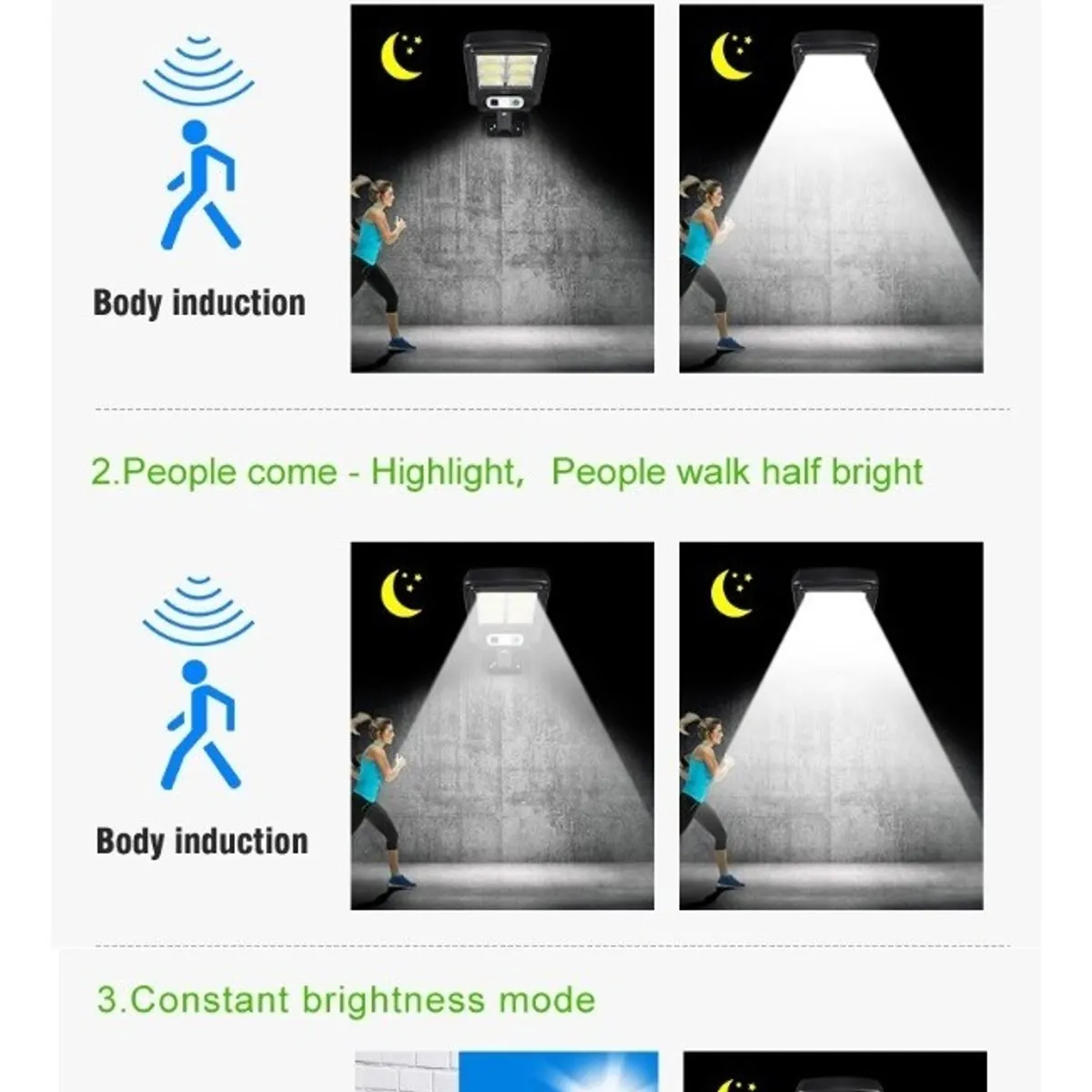 GENERICO - Foco Solar Luz Led 100w Exteriores 98 Led Sensor Movimiento Estructura Negro - 003346