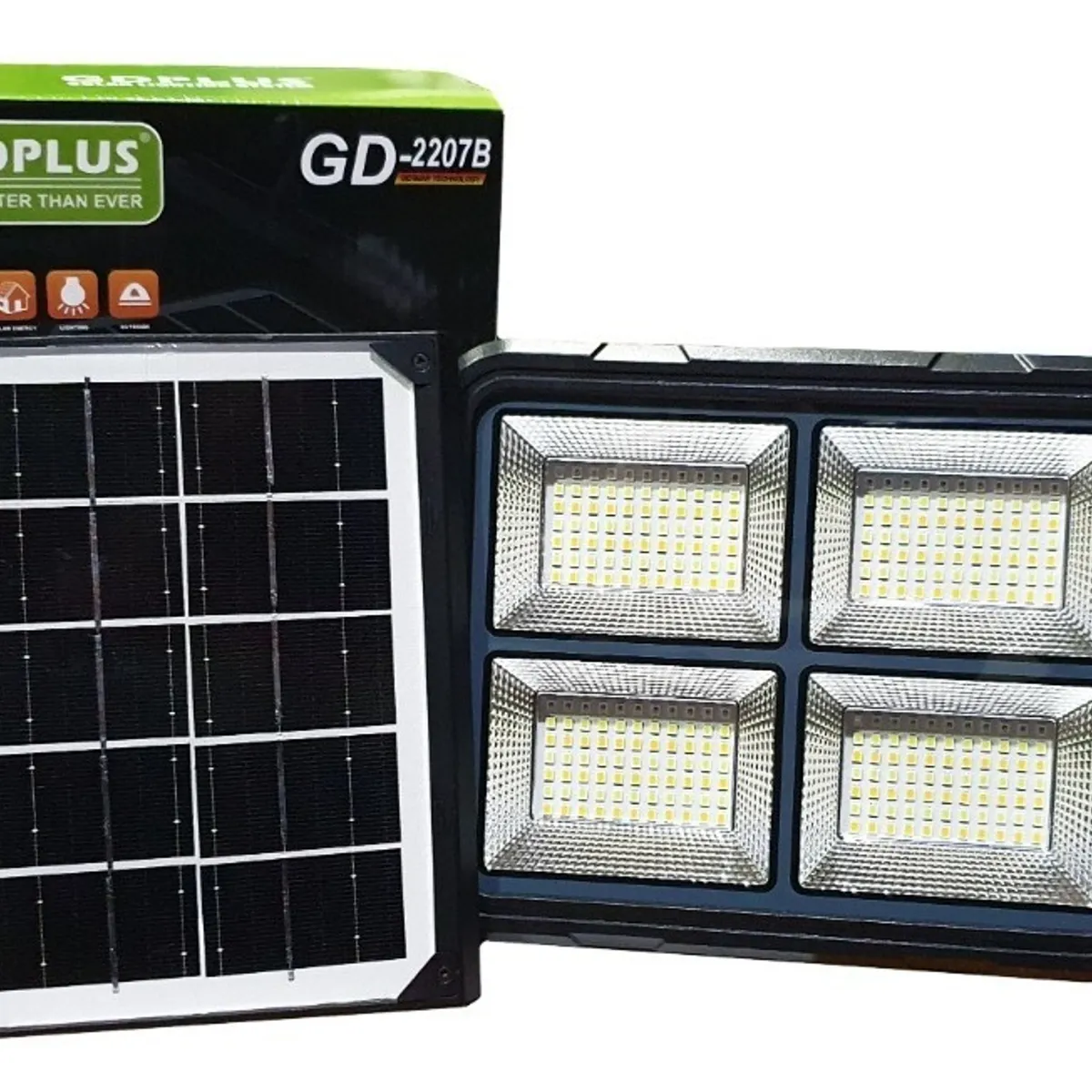 GENERICO - Kit Foco Led 200w Portatil Solar Recargable Emergencia Usb Color Negro - 220064