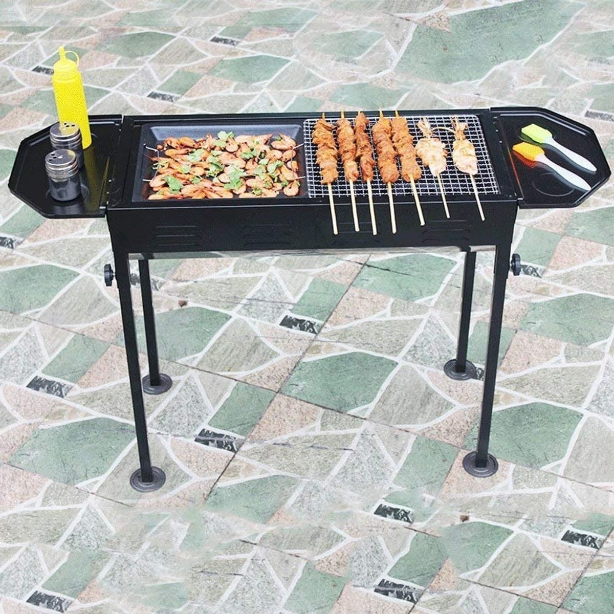 GENERICO - Estufa Parrilla Parrillera Portatil Plegable Barbacoa Asado Color Negro - 262228