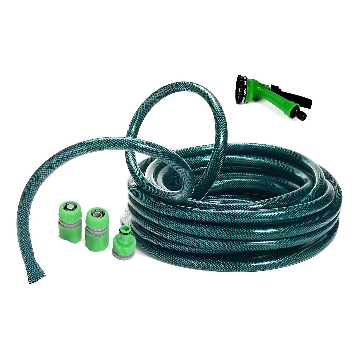 GENERICO - Manguera Reforzada 12 Pulgada Rollo 15 Mts Pistola Acoples Color Verde Oscuro-250006 B25