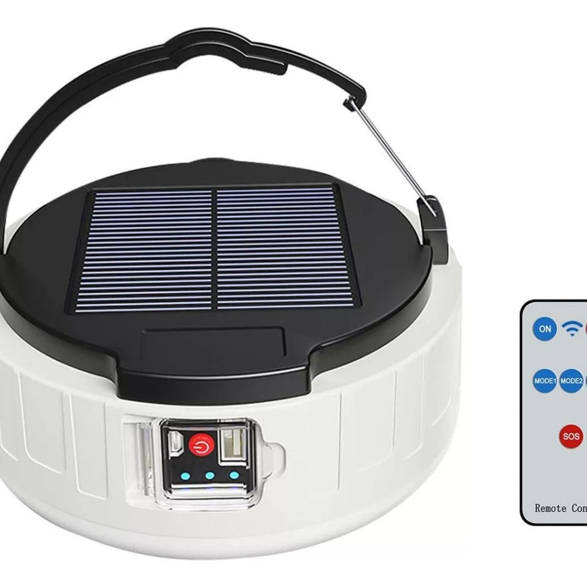 GENERICO - Lampara Solar Emergencia Recargable Cargador Usb + Control Color Blanco - 265026