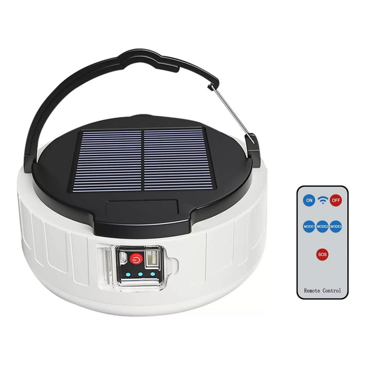 GENERICO - Lampara Solar Emergencia Recargable Cargador Usb + Control Color Blanco - 265026