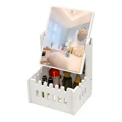 GENERICO - Organizador Tocador Joyero Espejo Maquillaje Cuadrado Color Blanco