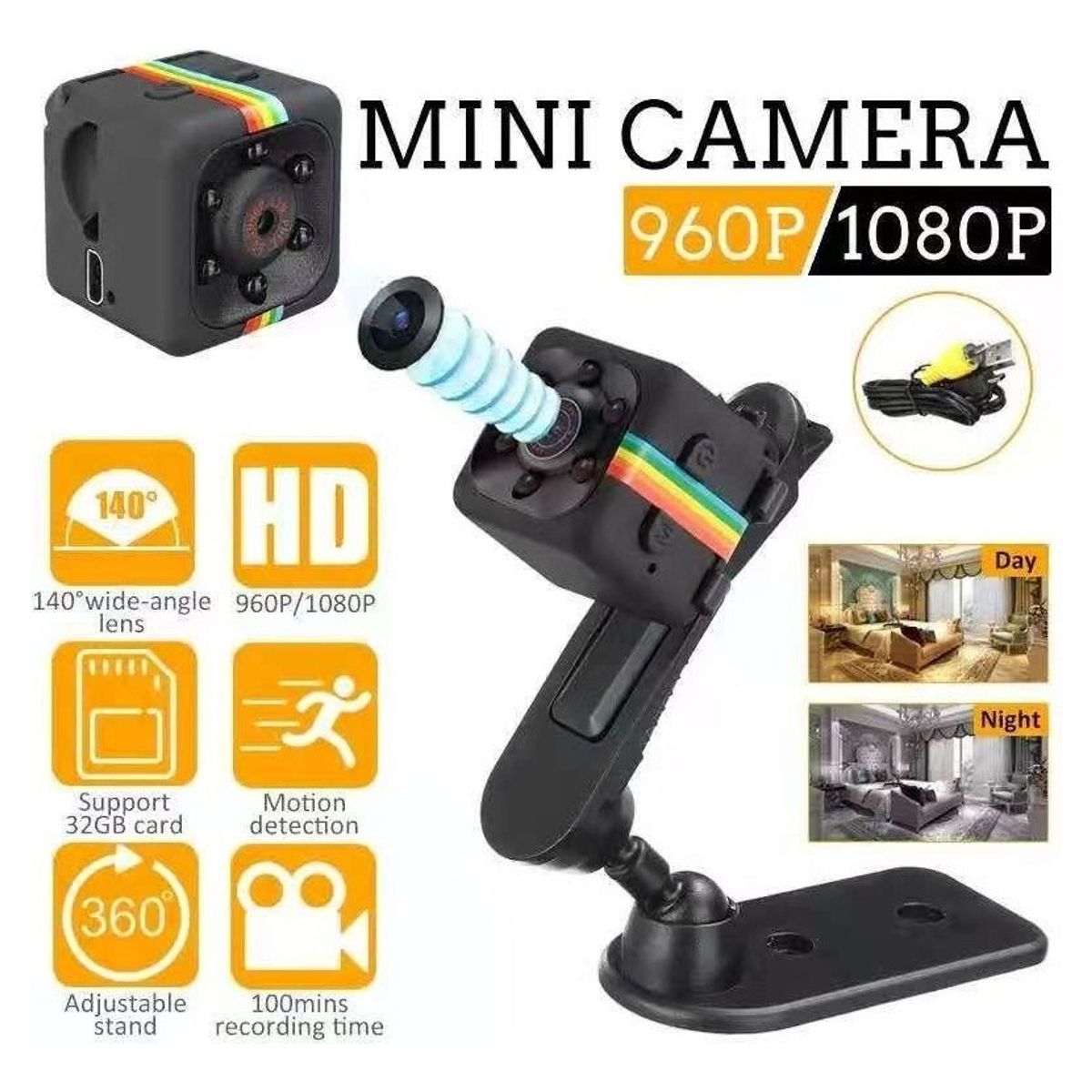 GENERICO - Mini Cámara Espía Pirotech SQ11 Full HD 1080p Visión Nocturna Micro