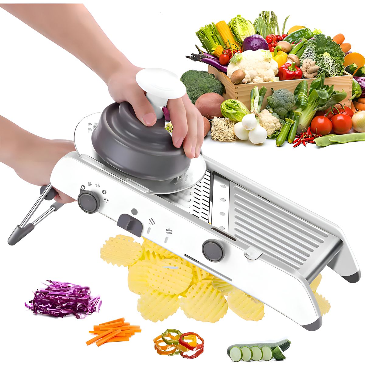 GENERICO - Mandolina Cortador Verduras Rallador Picador Multifuncional Color Blanco - 262648