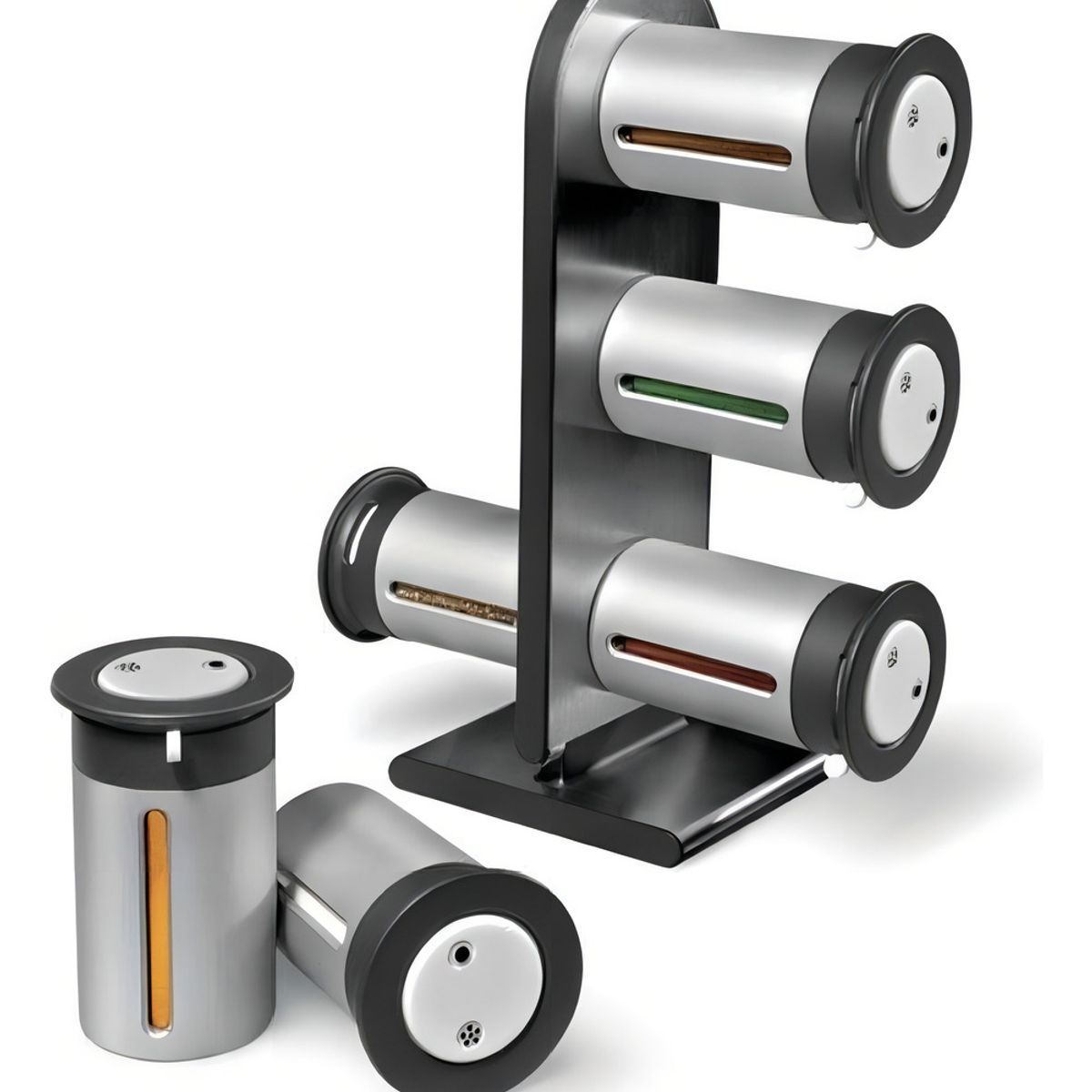 GENERICO - Especiero Modular Torre Magnética 6 Frascos Cocina  228037 Color Gris-228037 B48