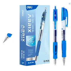 DELI - Pack 12 Lápices Pasta Gel Retráctil Arris 0,5mm Agarre Suave