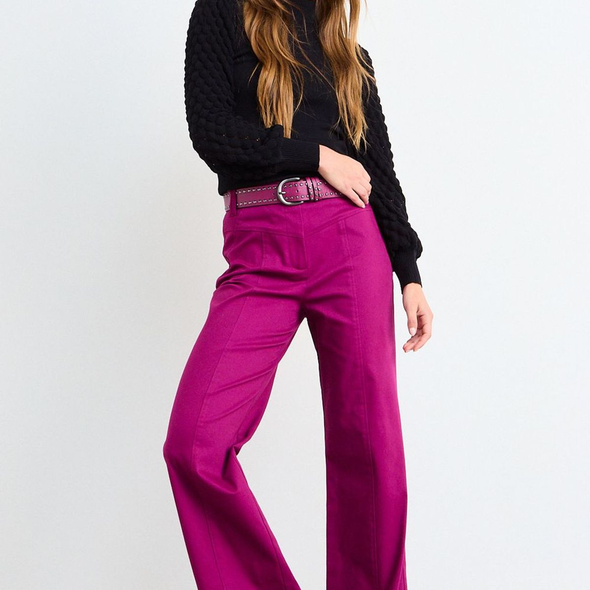 IO - Pantalon Liso Mujer Fucsia Io