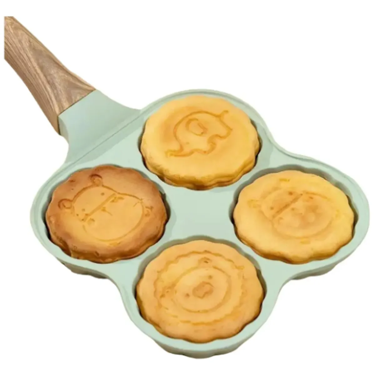 GENERICO - Sartén Para Mini Panqueques Y Huevos 4 Porciones Animalitos Verde Claro