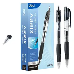 DELI - Pack 12 Lápices Pasta Gel Retráctil Arris 0,5mm Agarre Suave