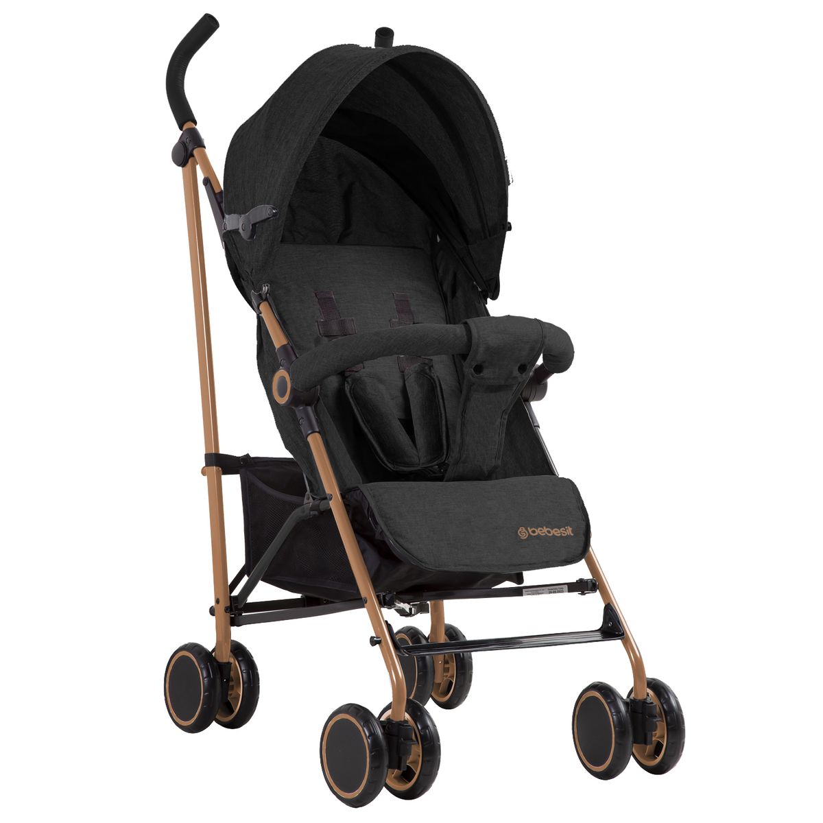 BEBESIT - Coche Paragua Clap Negro Gold