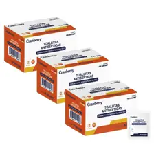 CRANBERRY - Pack 3 Cajas Toallitas Alcohol Isopropílico 70% 300 Unidades