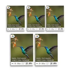 MALIK - 5x Papel Textura Lino A4 260g - 250 Hojas Brillo Premium