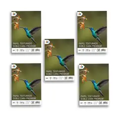 MALIK - Pack 5 Papel Foto Lino 260g - 250 Hojas Brillo Artístico