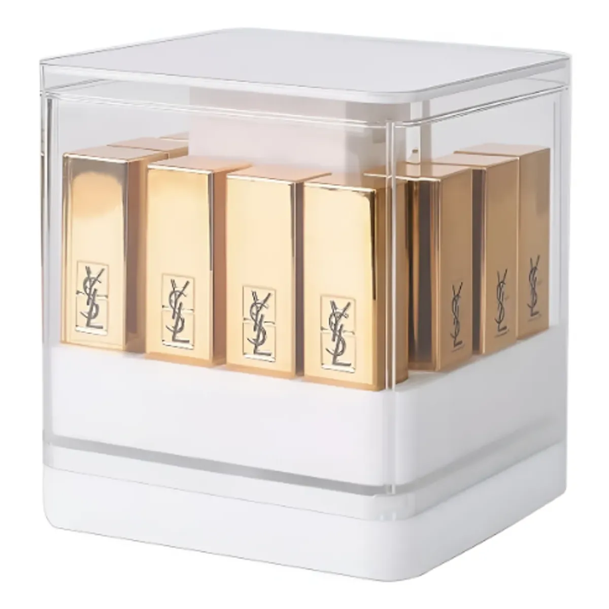 GENERICO - Caja De Almacenamiento Para Lápiz Labial Con Tapa Levantable Blanco