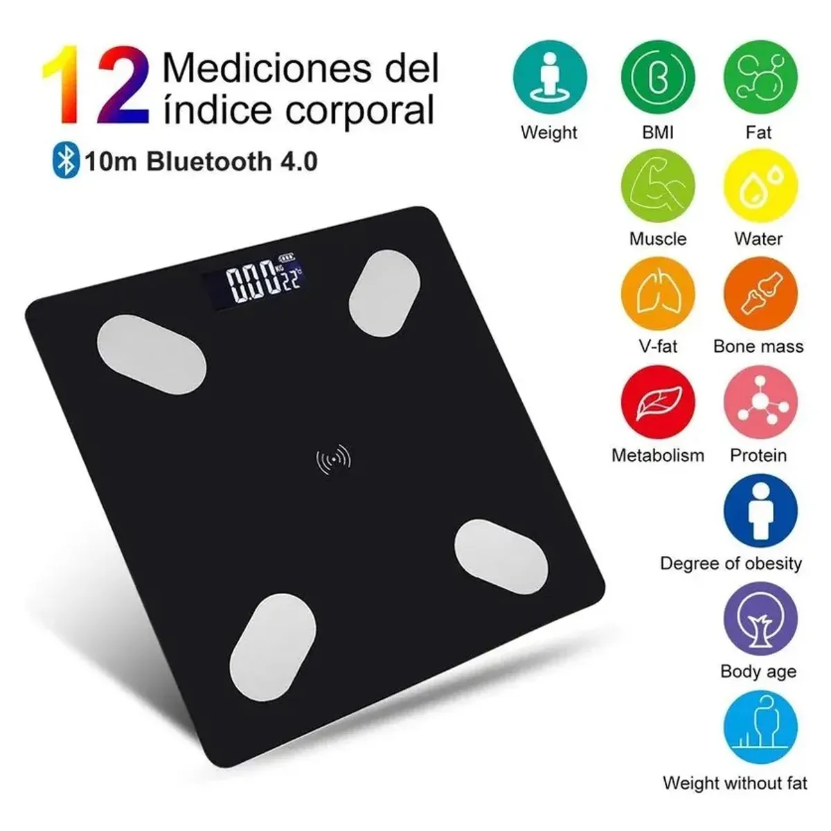 GENERICO - Bascula Inteligente Digital Color Negro Con Baterias Tasbel Negro