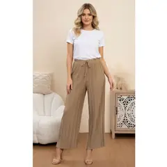 LIKE SHOP - Pantalón Palazzo Mujer Cintura Elasticada Tela Liviana Plisada 30001