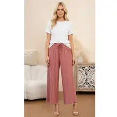 LIKE SHOP - Pantalón Palazzo Mujer Cintura Elasticada Tela Liviana Plisada 30001
