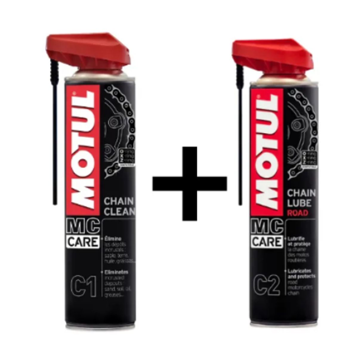MOTUL - Pack Desengrasante C1 + Lubricante C2 Para Cadenas Motul