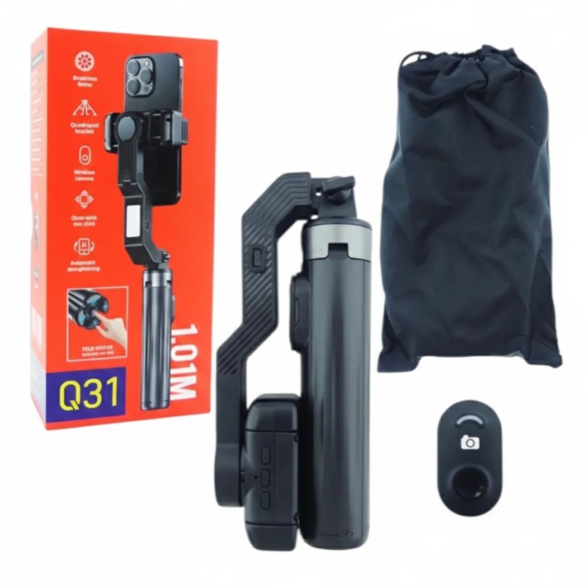 GENERICO - Estabilizador Monopod Automatico 1 Metro Aluminio C/ Tripode Negro