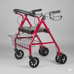 MOVI - Burrito Ortopédico Plegable de Aluminio con Frenos, Asiento y Canasta Andador Ajustable