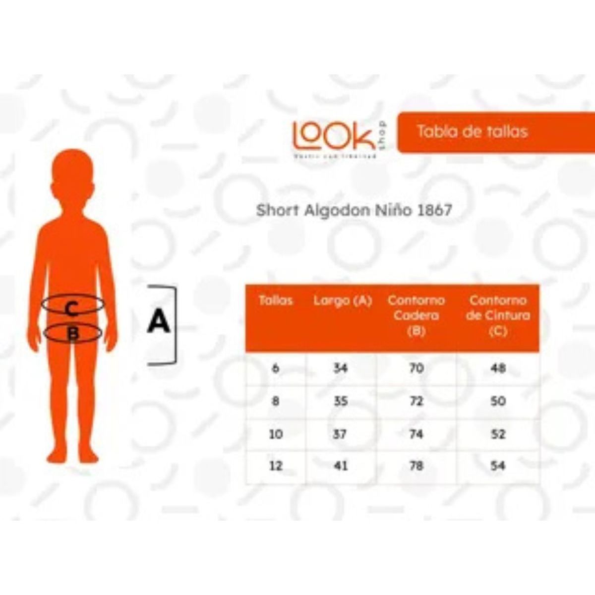 LOOK SHOP - Short Colegio Algodón, Niños Y Niñas, Juvenil, Adulto. 1867