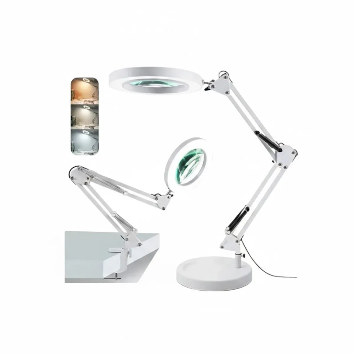 GENERICO - Lupa Lampara Led Con Brazo 2 En 1 3 Tonos De Luz