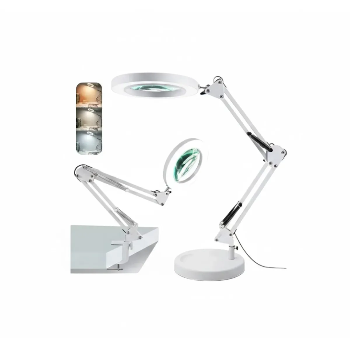 GENERICO - Lupa Lampara Led Con Brazo 2 En 1 3 Tonos De Luz