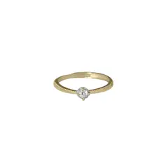 LUX JOYAS - Anillo Plata 925 Baño Oro Solitario Simple Dis